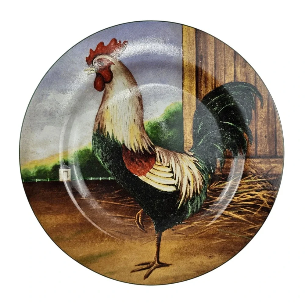 David Carter Brown‎ Collection Rooster Plates Set of 4 Farmhouse Country Decor